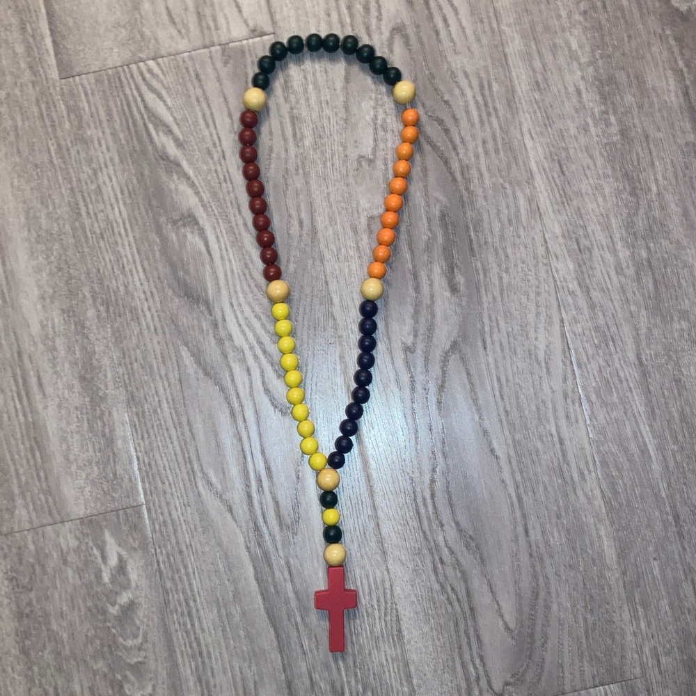 Chunky Multicolor Wooden Rosary